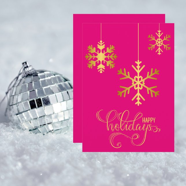 Elegant Stylish Pink & Gold Modern Christmas Holiday Card (Creator Uploaded)