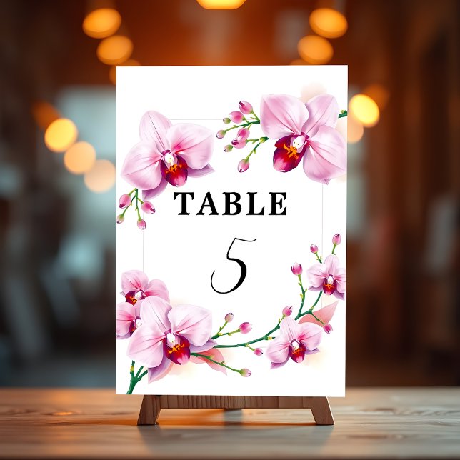 Elegant Stylish Pink Orchids Frame Event Table Number (Creator Uploaded)