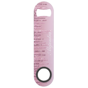 Elegant stylish pink rose gold glitter drips bar key