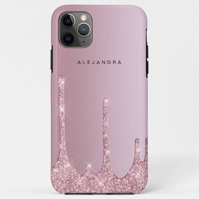 Elegant stylish pink rose gold glitter drips Case-Mate iPhone case (Back)
