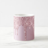 Elegant stylish pink rose gold glitter drips coffee mug (Center)