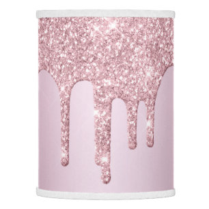 Elegant stylish pink rose gold glitter drips lamp shade