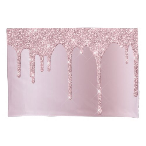 Elegant stylish pink rose gold glitter drips pillow case