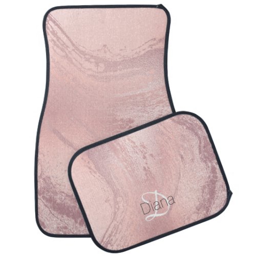 Elegant stylish pink rose gold glitter marble car floor mat