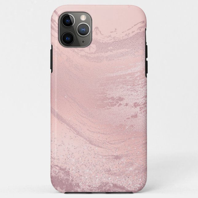 Elegant stylish pink rose gold glitter marble Case-Mate iPhone case (Back)