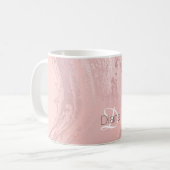 Elegant stylish pink rose gold glitter marble coffee mug (Front Left)