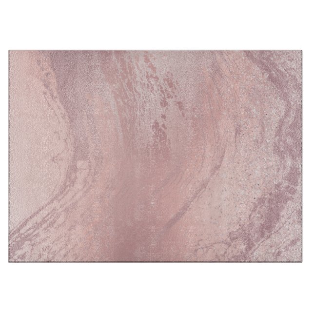 Elegant stylish pink rose gold glitter marble cutting board (Front)