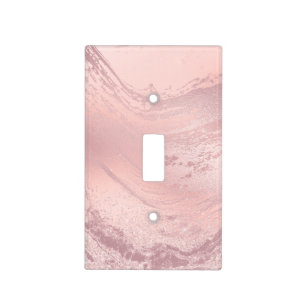 Elegant stylish pink rose gold glitter marble light switch cover