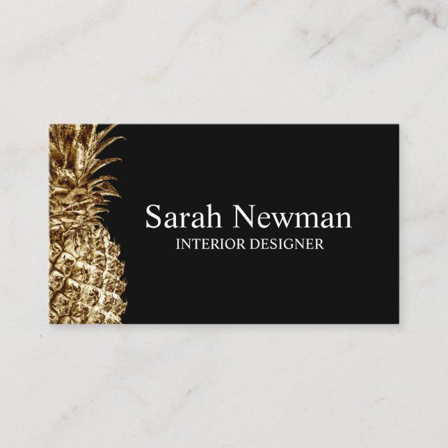 Elegant stylish pretty gold pineapple designer business card (Front)