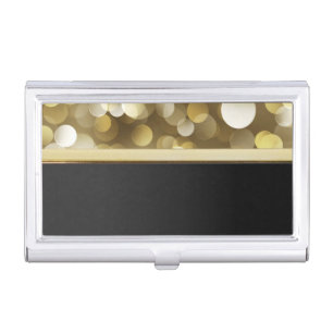 Elegant Stylish Proffesional- Black,Gold ,Bokeh Business Card Holder