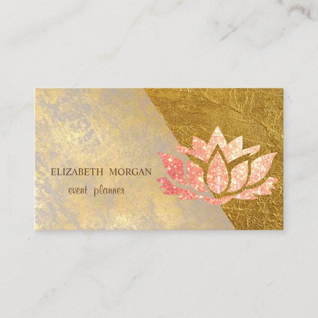 Elegant Stylish Proffesional ,Faux Gold Lotus Business Card (Front)