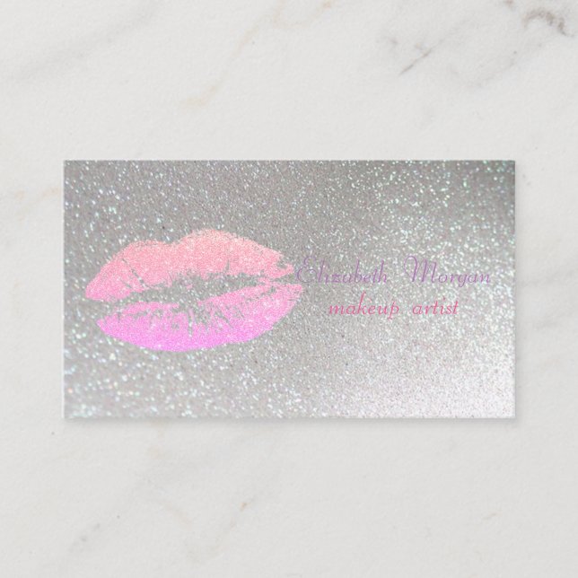 Elegant Stylish Proffesional -Glittery Lip Business Card (Front)