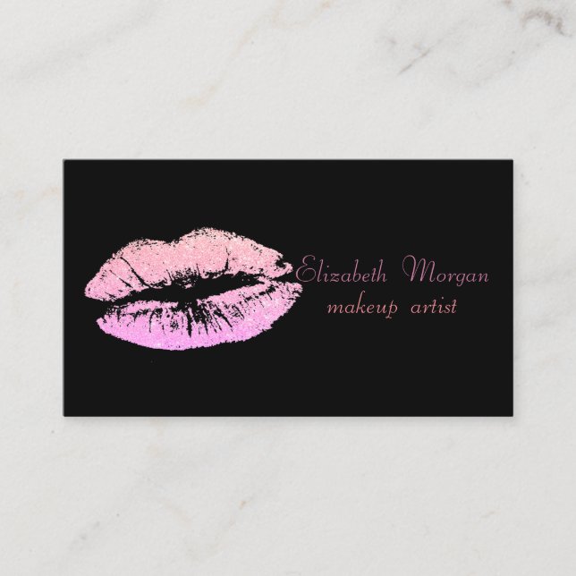 Elegant Stylish Proffesional -Glittery Lip Business Card (Front)