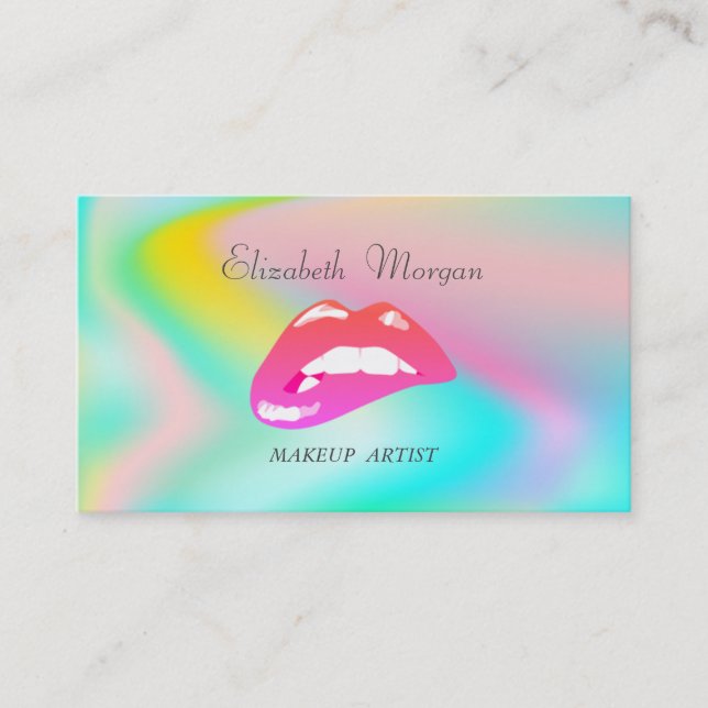 Elegant Stylish Proffesional Holographic -Lips Business Card (Front)