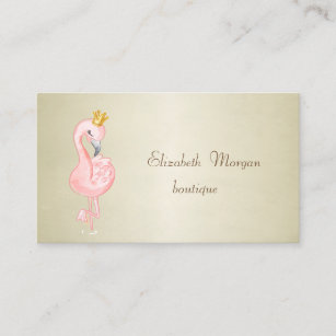 Elegant Stylish Proffesional Pink Flamingo Crown Business Card