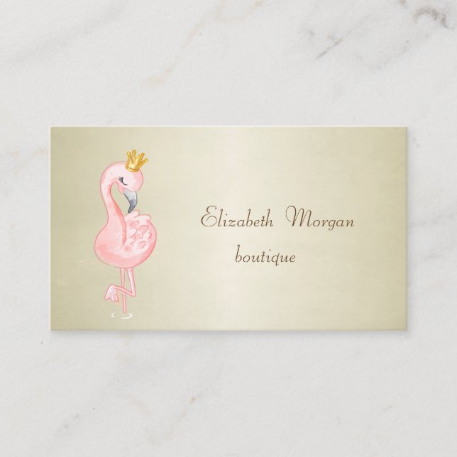 Elegant Stylish Proffesional Pink Flamingo Crown Business Card (Front)