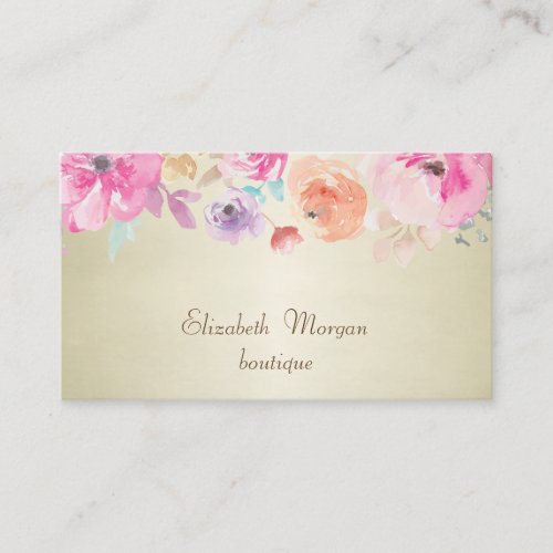 Elegant Stylish Proffesional Watercolor Flowers Business Card