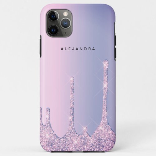 Elegant stylish purple glitter drips iPhone 11 pro max case