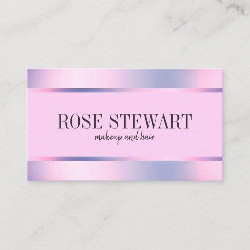 Elegant stylish purple holographic makeup and hair business card