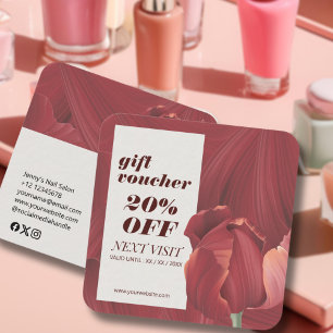 Elegant Stylish Red Abstract Pattern Nail Makeup Discount Card