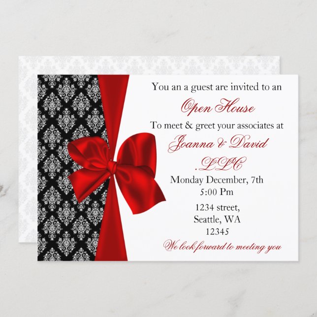 elegant stylish red Corporate party Invitation (Front/Back)