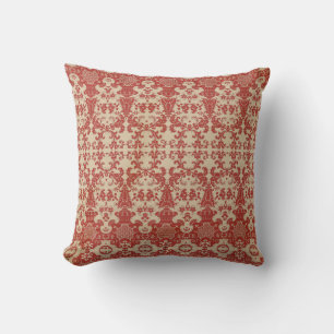 Elegant stylish red damask inspired pattern throw pillow