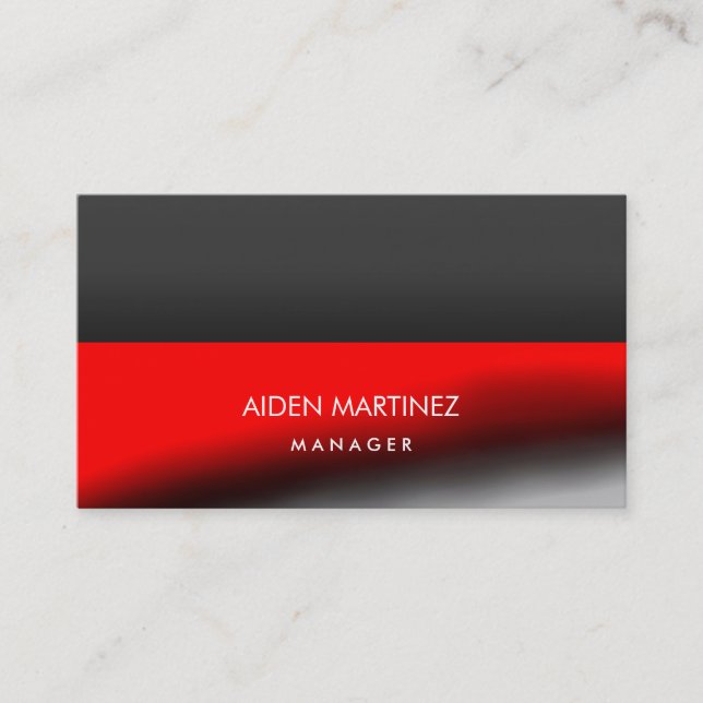Elegant Stylish Red Dark Gray Professional Business Card (Front)