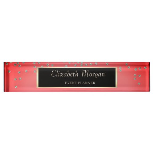 Elegant Stylish Red Diamonds Frame Desk Name Plate