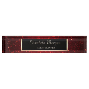 Elegant Stylish Red Glitter Bokeh, Frame Desk Name Plate