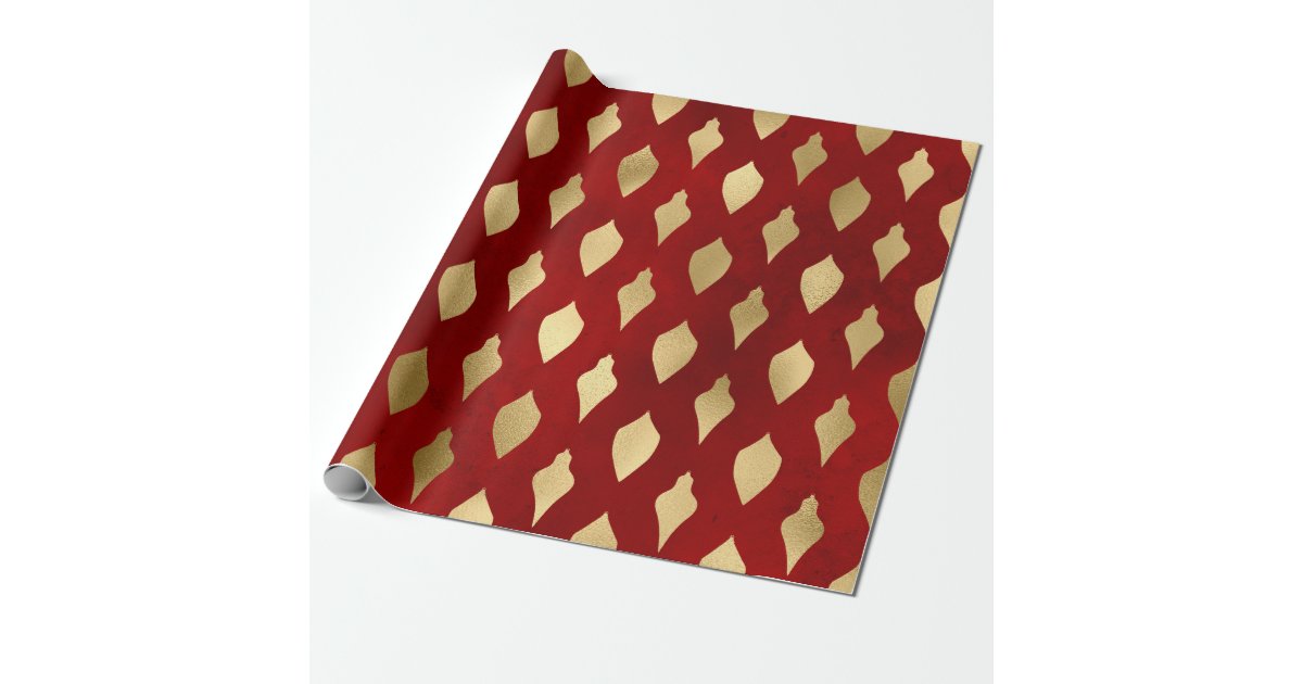 Elegant stylish red & gold Christmas pattern Wrapping Paper Zazzle