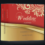 Elegant Stylish Red Gold Swirls Wedding Planner 3 Ring Binder<br><div class="desc">Elegant chic red gold swirls  wedding planner.</div>