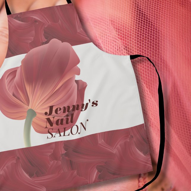 Elegant Stylish Red Tulip Abstract Pattern  Apron (Creator Uploaded)