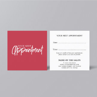 Elegant Stylish Red White Beauty Salon Appointment Card