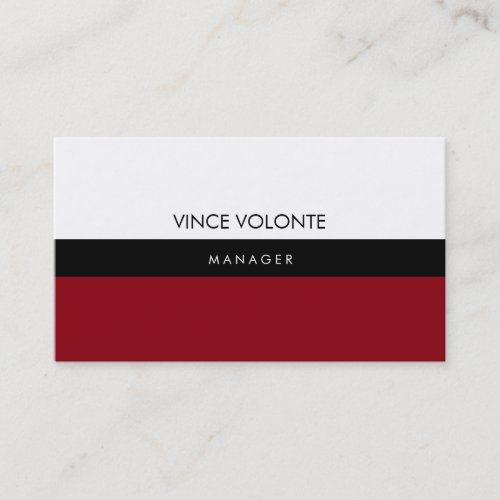 Elegant Stylish Red White Black Plain Professional Business Card