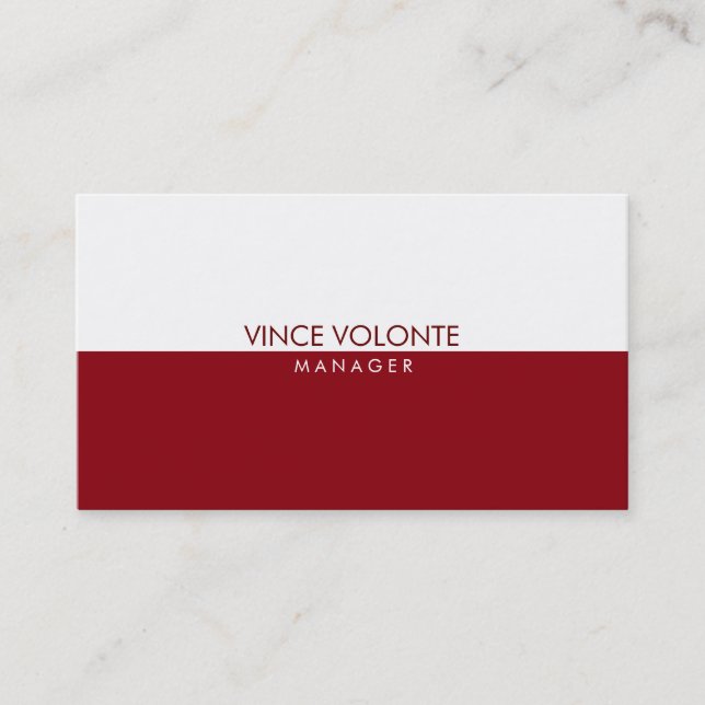 Elegant Stylish Red White Professional Business Card (Front)