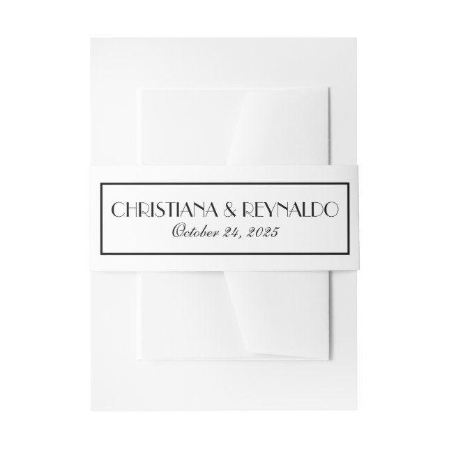 Elegant Stylish Roaring 20s Wedding Invitation Belly Band (Front Example)