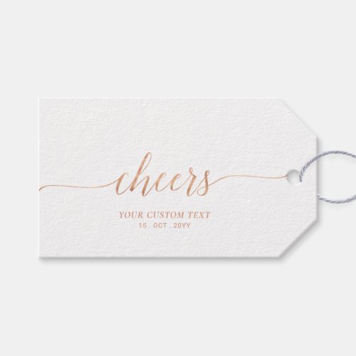 Elegant Stylish Rose gold Cheers Event Party Gift Tags
