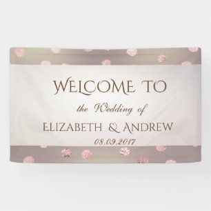 Elegant Stylish Rose Gold Confetti  Wedding Banner