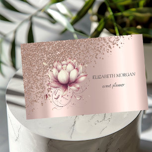 Elegant Stylish Rose Gold Diamonds Chic Lotus Business Card