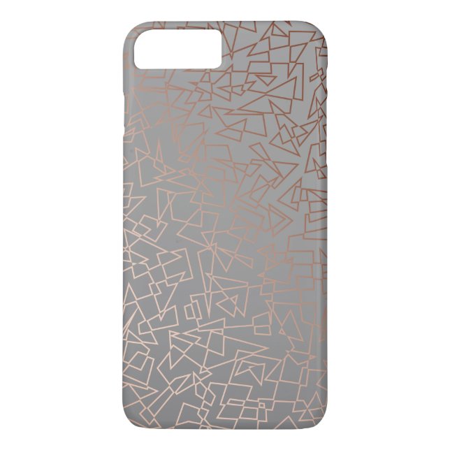 Elegant stylish rose gold geometric pattern grey Case-Mate iPhone case (Back)