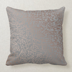 Elegant stylish rose gold geometric pattern grey throw pillow