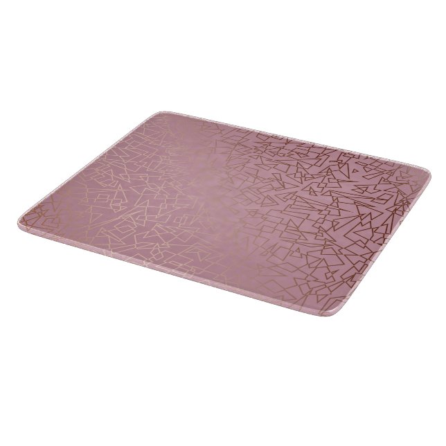Elegant stylish rose gold geometric pattern pink cutting board (Corner)