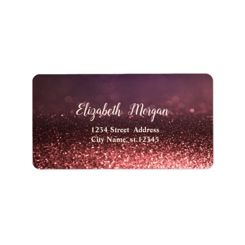 Elegant Stylish Rose Gold Glitter Bokeh Label