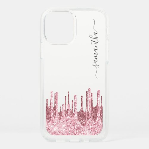 Elegant stylish rose gold glitter drips speck iPhone 12 case