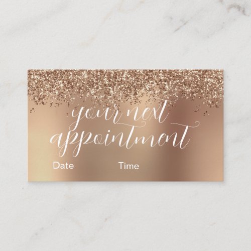 Elegant stylish rose gold glitter makeup  hair  appointment card