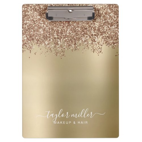 Elegant stylish rose gold glitter makeup  hair  clipboard