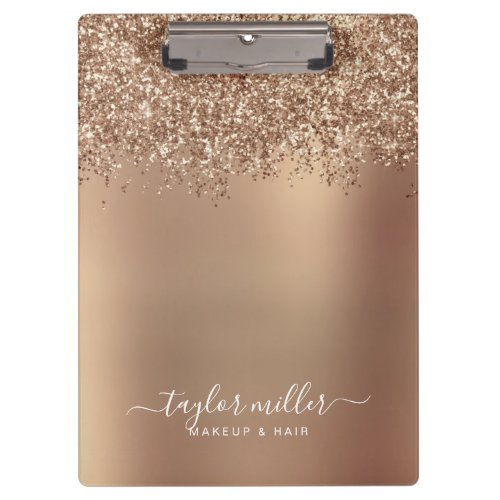 Elegant stylish rose gold glitter makeup  hair  clipboard
