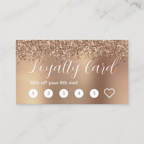 Elegant stylish rose gold glitter makeup  hair  loyalty card