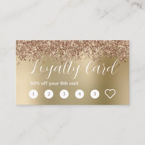 Elegant stylish rose gold glitter makeup  hair   loyalty card