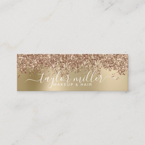 Elegant stylish rose gold glitter makeup  hair mini business card